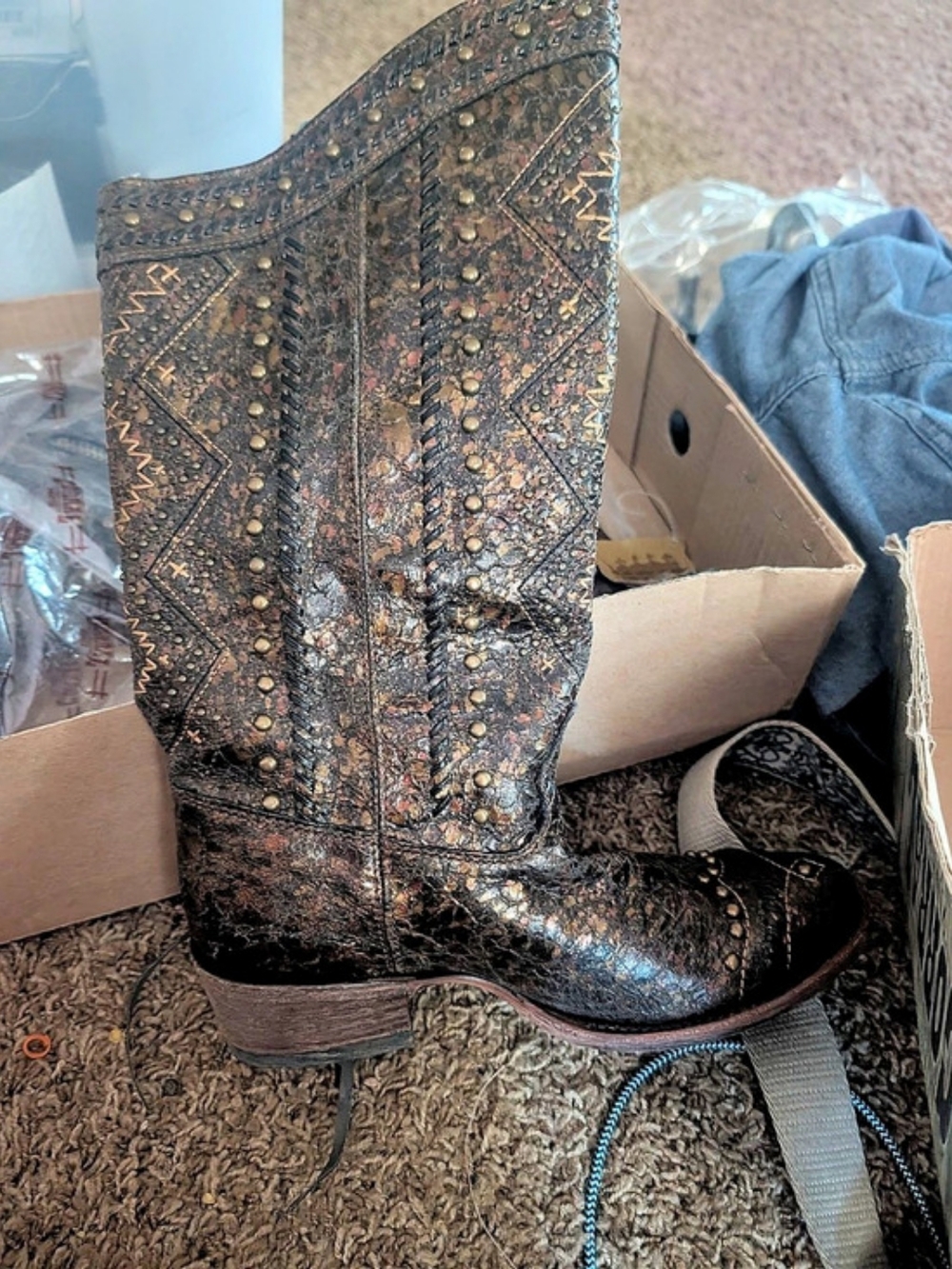 Corral C2882 Embroidered Western Boots Brown & Gold US 8
